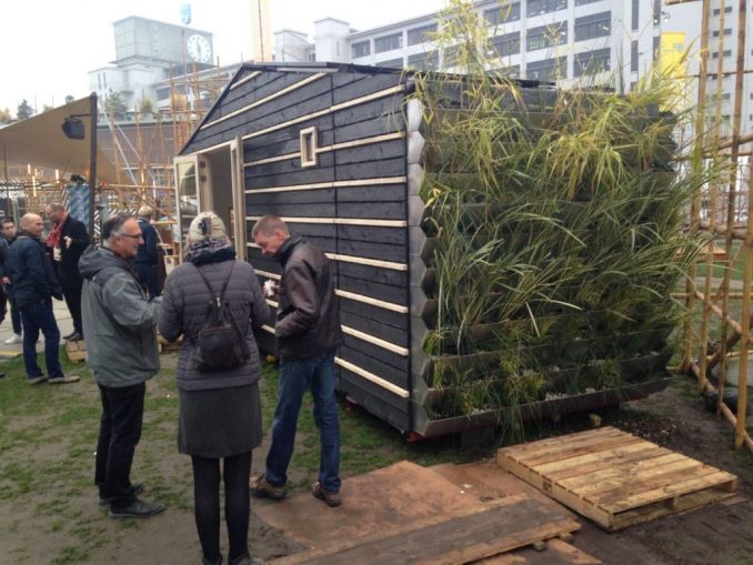 Aan de achterkant van het huisje is een natuurlijk filtersysteem van planten en grind gebouwd.