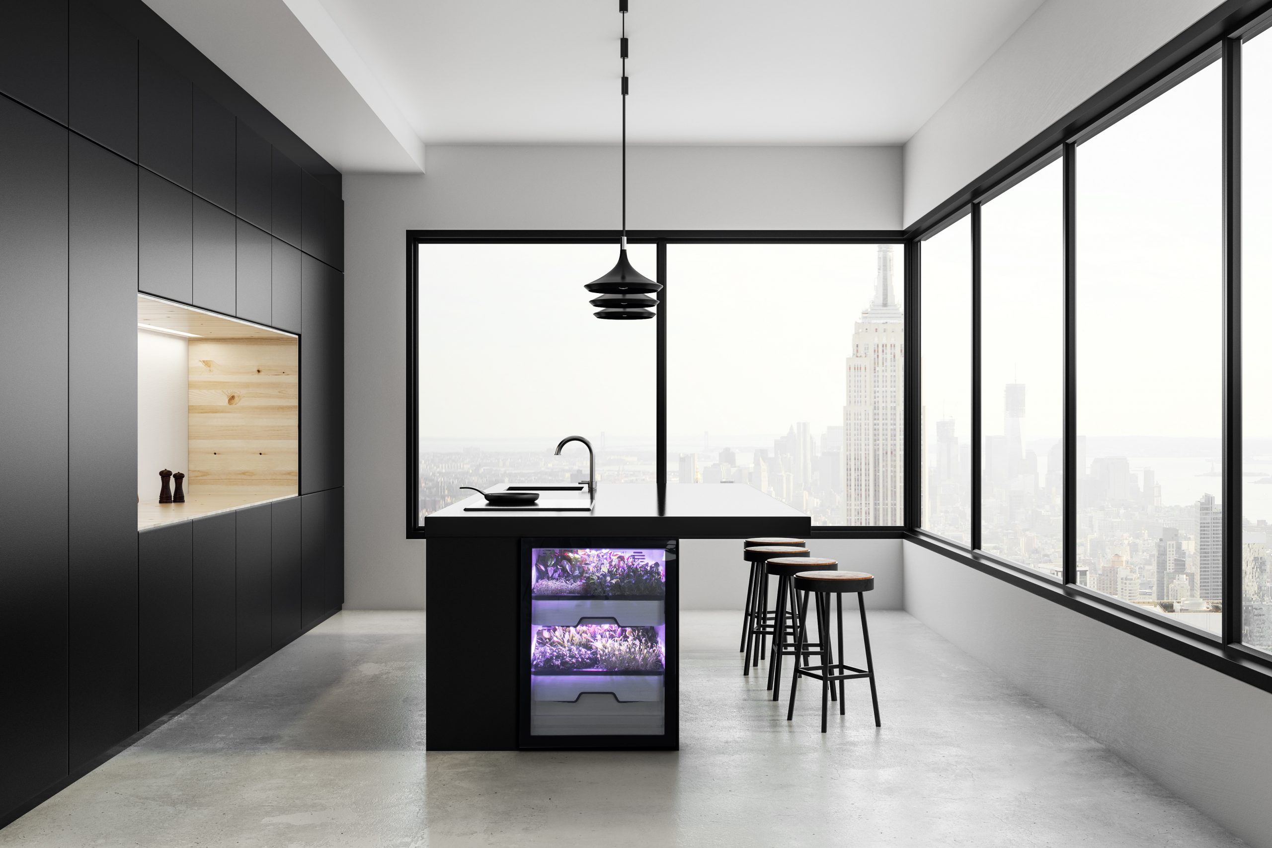 Clean kitchen studio interior