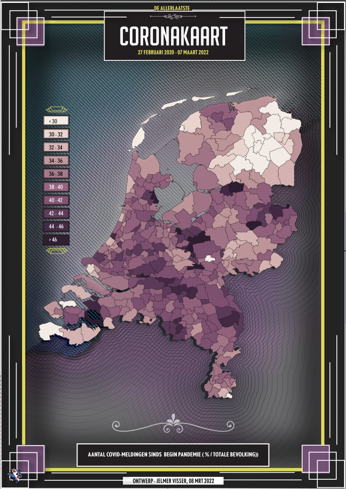 Corona map of The Netherlands Feb 2020 to March 2022