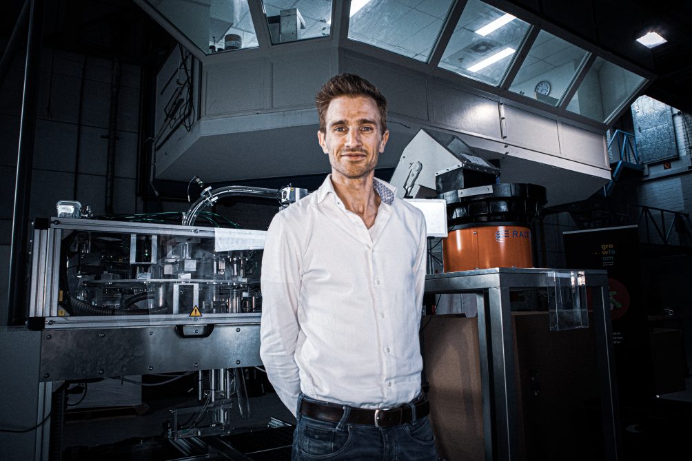 Man standing in front of foam production facility