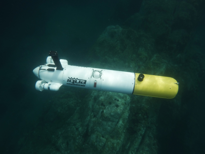 The autonomous underwater vehicle Sparus II while taking pictures of the seabed The autonomous underwater vehicle Sparus II while taking pictures of the seabed